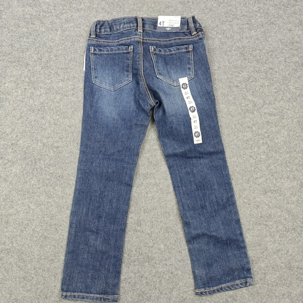 OshKosh B'gosh Jeans Girls 4T Blue Skinny Adjustable Waist Stretch Denim New